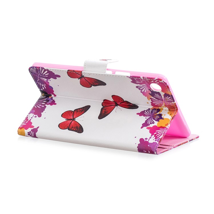 Pattern Printing PU Leather Tablet Shell with Card Slots for Huawei MediaPad M5 8 (8.4-inch) - Red and Purple Butterflies-5
