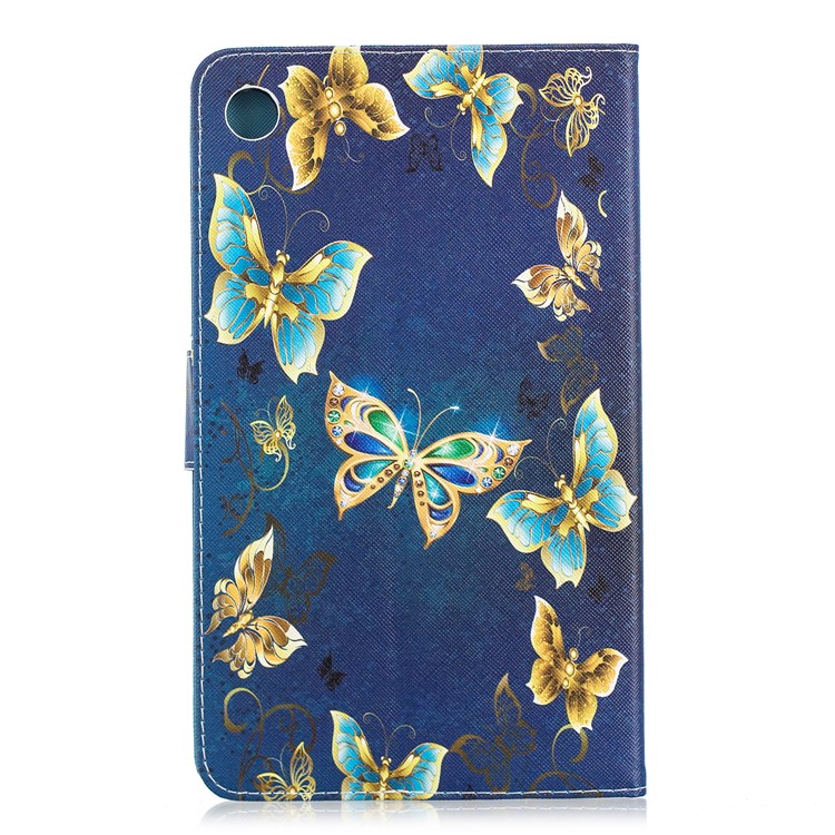 Pattern Printing PU Leather Card Holder Cover for Huawei MediaPad M5 8 (8.4-inch) - Gold and Blue Butterflies-2