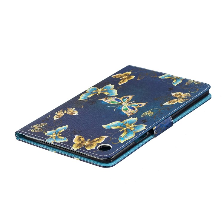 Pattern Printing PU Leather Card Holder Cover for Huawei MediaPad M5 8 (8.4-inch) - Gold and Blue Butterflies-4