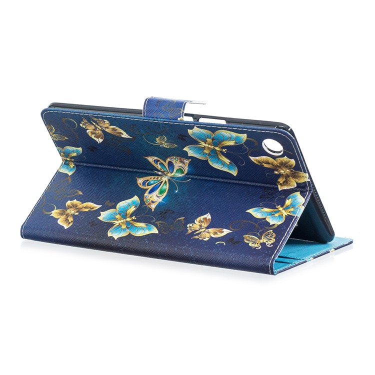 Pattern Printing PU Leather Card Holder Cover for Huawei MediaPad M5 8 (8.4-inch) - Gold and Blue Butterflies-5