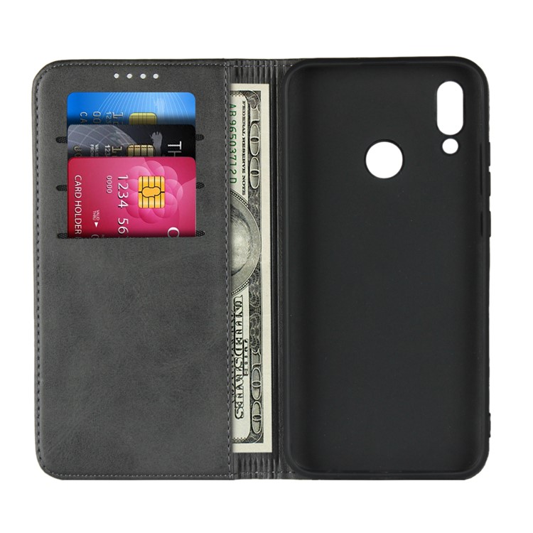 Magnetic Stand Leather Wallet Casing for Huawei Honor 10 Lite/P Smart (2019) - Black-4