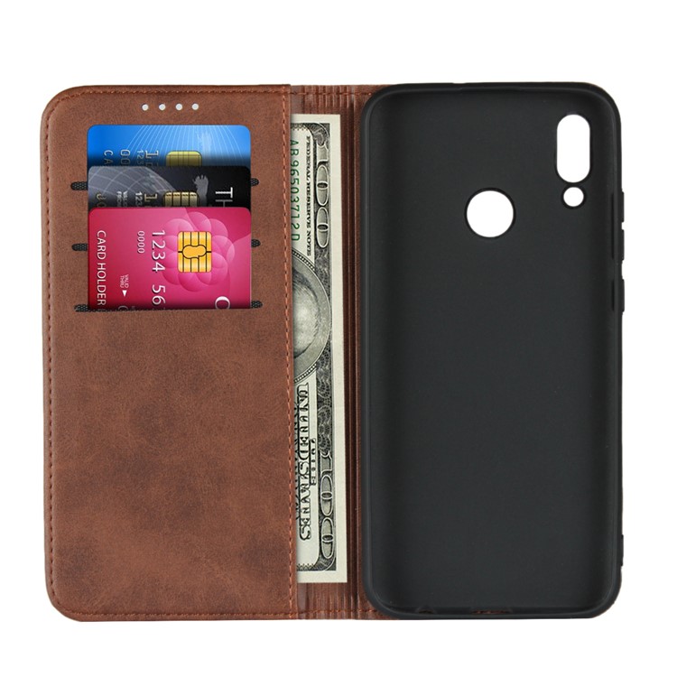 Magnetic Stand Leather Wallet Shell for Huawei Honor 10 Lite/P Smart (2019) - Coffee-4
