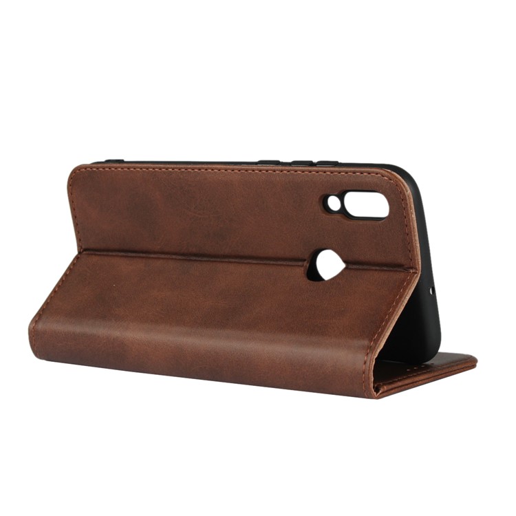 Magnetic Stand Leather Wallet Shell for Huawei Honor 10 Lite/P Smart (2019) - Coffee-5
