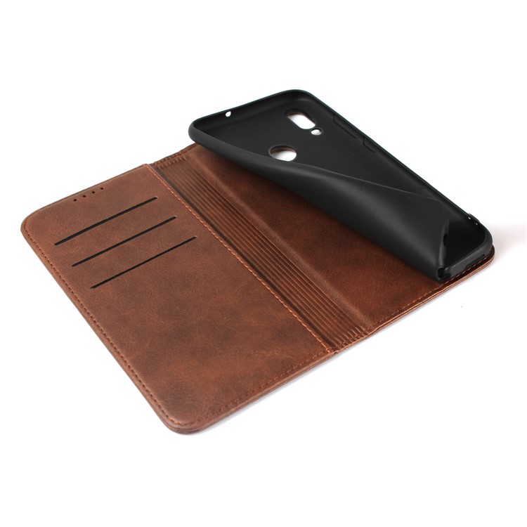 Magnetic Stand Leather Wallet Shell for Huawei Honor 10 Lite/P Smart (2019) - Coffee-7