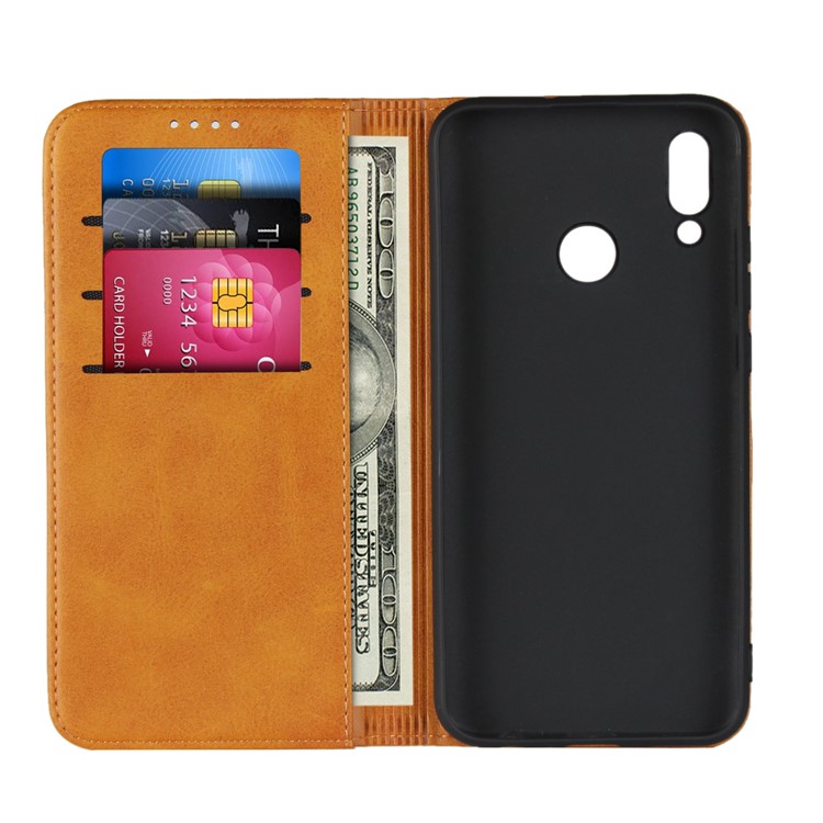 Magnetic Stand Leather Wallet Cellphone Case for Huawei Honor 10 Lite/P Smart (2019) - Brown-4