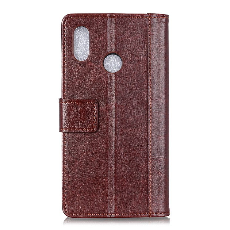 Cubierta Del Teléfono Celular Del Cuero Loco Del Caballo Del Remache Para Huawei P30 Lite - Marrón-2