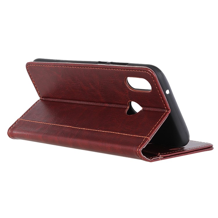 Cubierta Del Teléfono Celular Del Cuero Loco Del Caballo Del Remache Para Huawei P30 Lite - Marrón-4