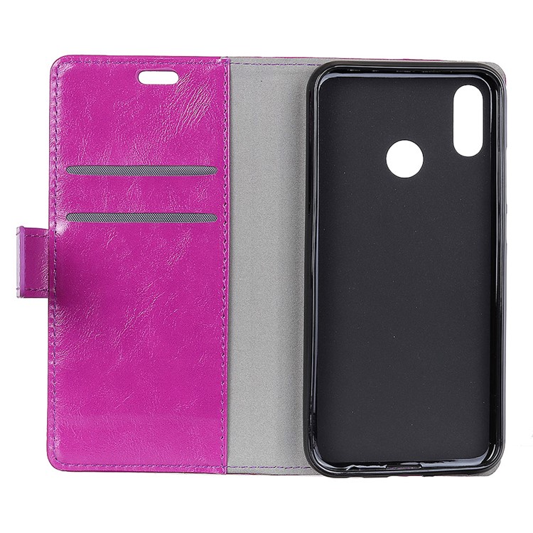 Crazy Horse Leather Wallet Stand Case Accessory for Huawei P30 Lite - Purple-4