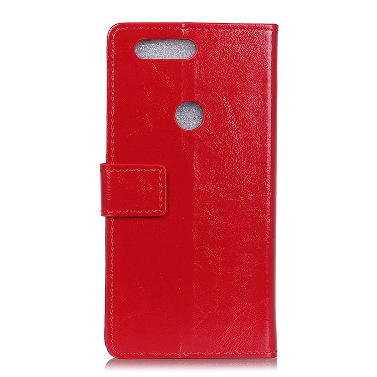 Crazy Horse Leather Wallet Phone Case for Huawei Honor View 20 - Red-2