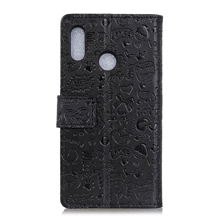 Cartoon Graffiti Wallet Leather Phone Case for Huawei P30 Lite - Black-3