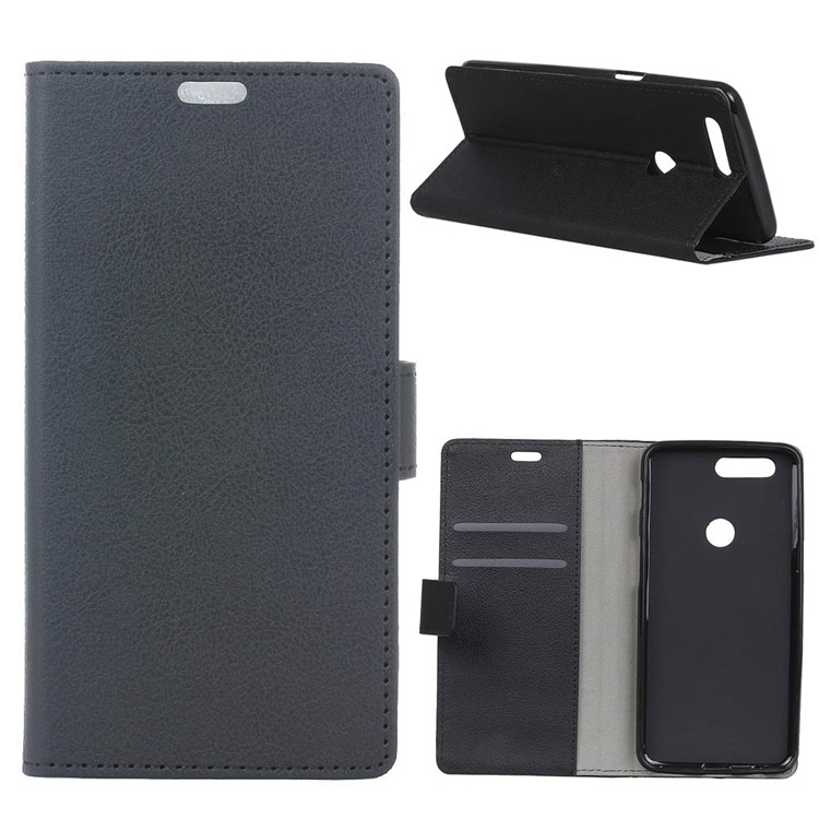 PU Leather Wallet Stand Flip Case for Huawei Honor View 20 - Black-1
