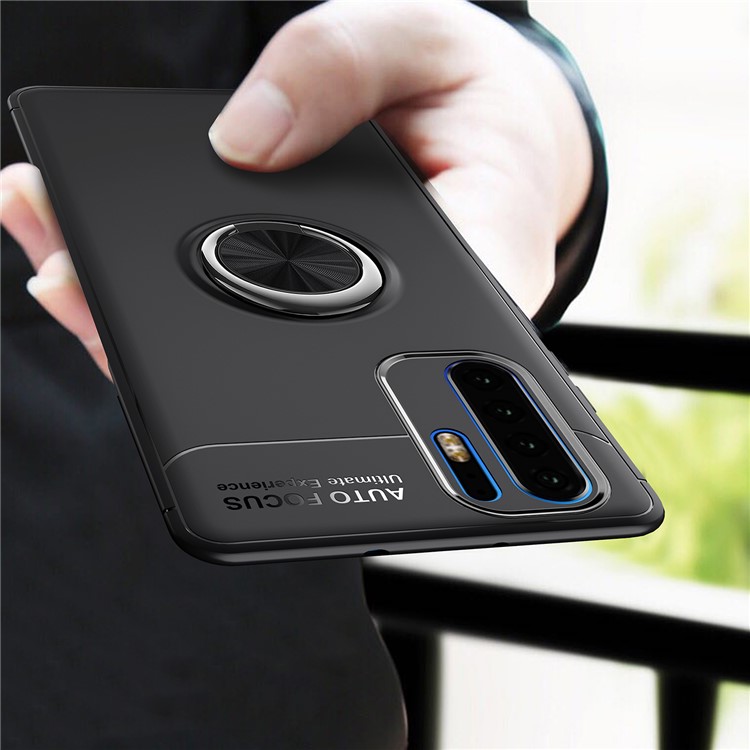 Finger Ring Kickstand TPU Phone Case for Huawei P30 Pro (Built-in Magnetic Metal Sheet) - Black-3