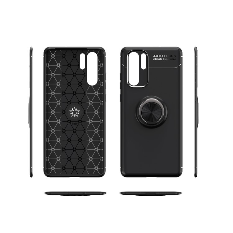 Finger Ring Kickstand TPU Phone Case for Huawei P30 Pro (Built-in Magnetic Metal Sheet) - Black-4