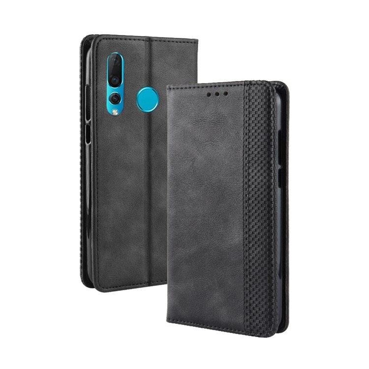 Vintage Style Leather Wallet Case for Huawei nova 4 - Black-2