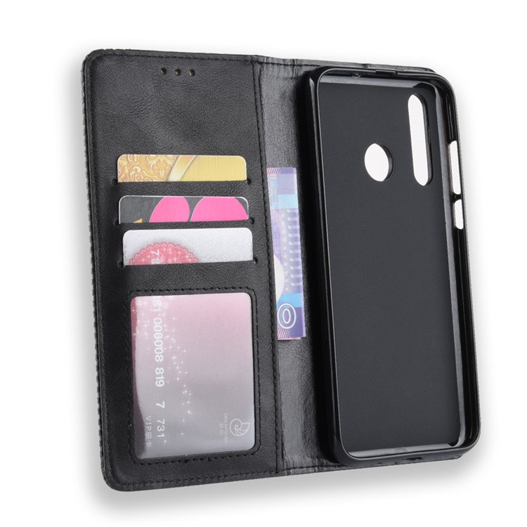 Vintage Style Leather Wallet Case for Huawei nova 4 - Black-5