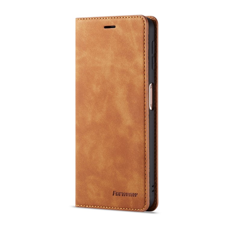 FORWENW Leather Wallet Stand Case for Huawei P30 - Brown-2