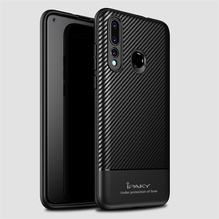 IPAKY Carbon Fiber Texture TPU Back Phone Case for Huawei nova 4 - Black-1