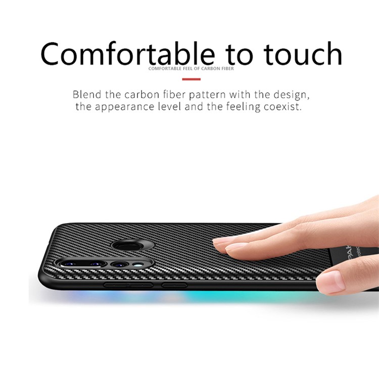 IPAKY Carbon Fiber Texture TPU Back Phone Case for Huawei nova 4 - Black-4