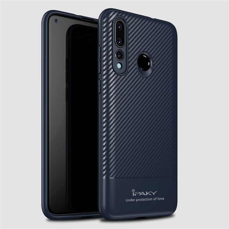 IPAKY Carbon Fiber Texture TPU Mobile Phone Shell for Huawei nova 4 - Dark Blue-1