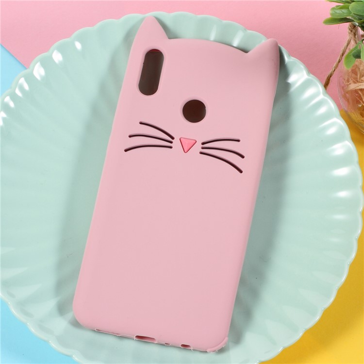 3D Mustache Cat Silicone Case for Huawei Honor 8X / Honor View 10 Lite - Pink-1