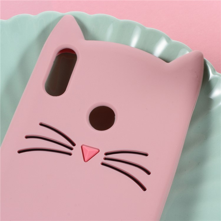 3D Mustache Cat Silicone Case for Huawei Honor 8X / Honor View 10 Lite - Pink-2