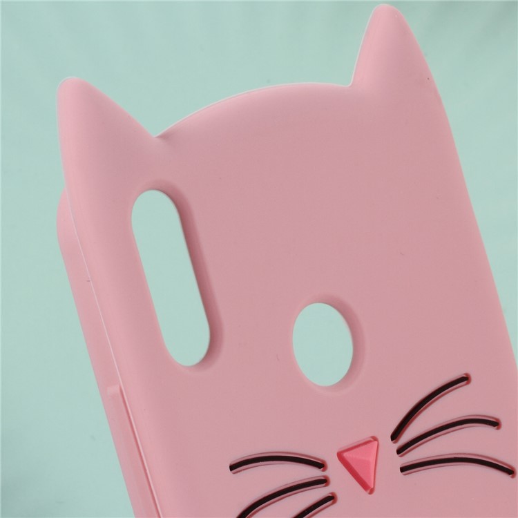 3D Mustache Cat Silicone Case for Huawei Honor 8X / Honor View 10 Lite - Pink-3