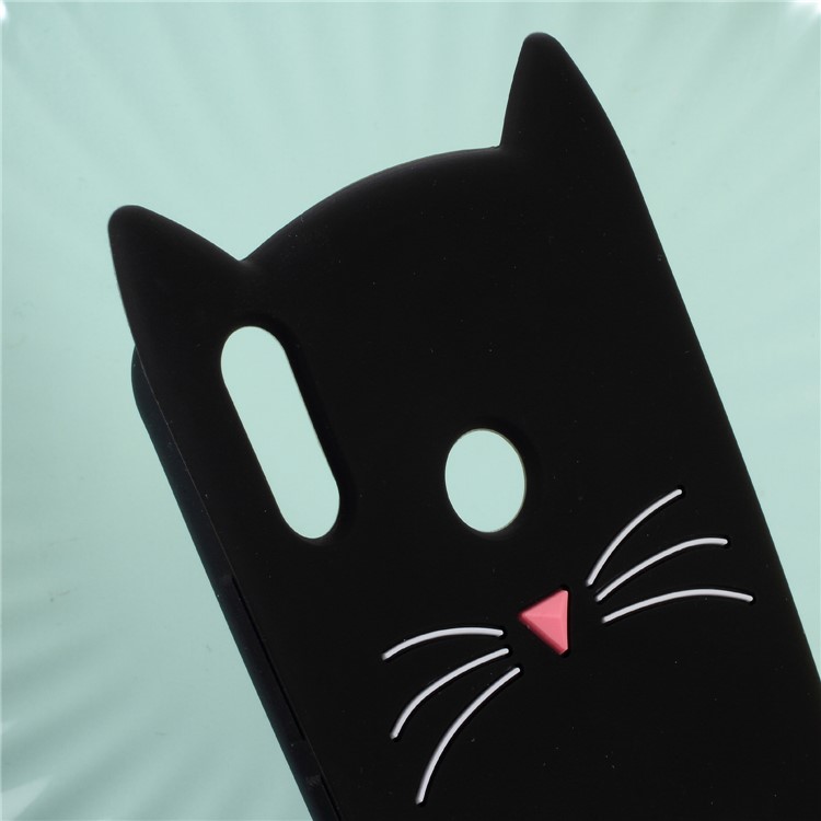 3D Mustache Cat Silicone Cover for Huawei Honor 8X / Honor View 10 Lite - Black-3
