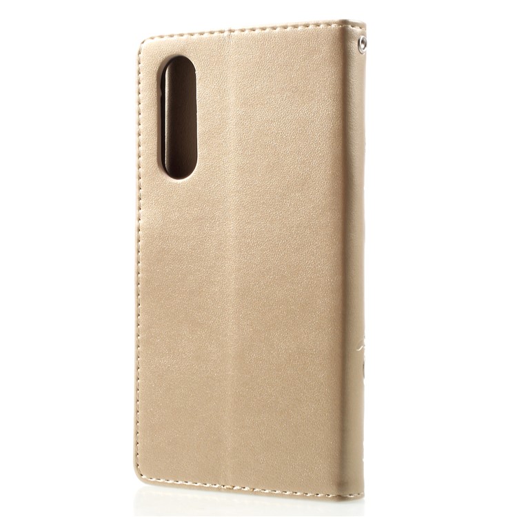 Imprinted Butterfly Flower PU Leather Mobile Shell for Huawei P30 - Gold-2