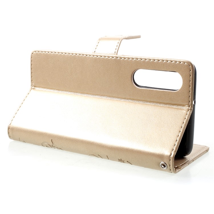Imprinted Butterfly Flower PU Leather Mobile Shell for Huawei P30 - Gold-4