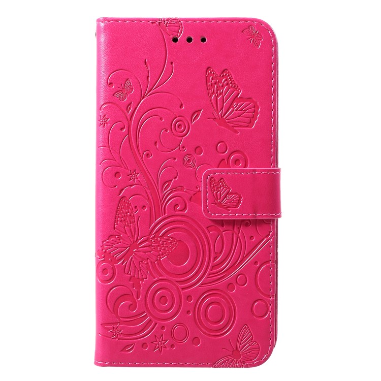 Imprinted Butterfly Flower PU Leather Mobile Case for Huawei P30 Pro - Rose-3