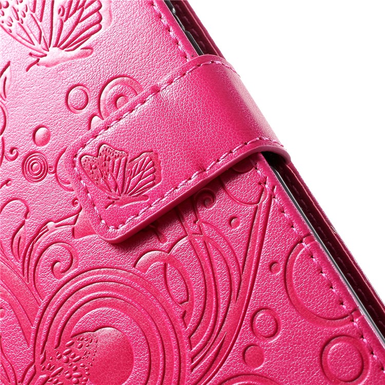 Imprinted Butterfly Flower PU Leather Mobile Case for Huawei P30 Pro - Rose-6
