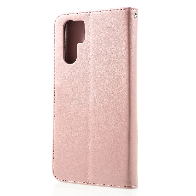 Imprinted Butterfly Flower PU Leather Mobile Cover for Huawei P30 Pro - Rose Gold-2