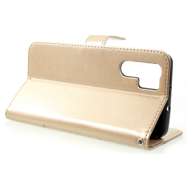 Imprinted Butterfly Flower PU Leather Mobile Shell for Huawei P30 Pro - Gold-4