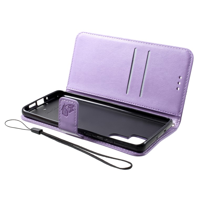 Imprinted Butterfly Flower PU Leather Protective Case for Huawei P30 Pro - Purple-5