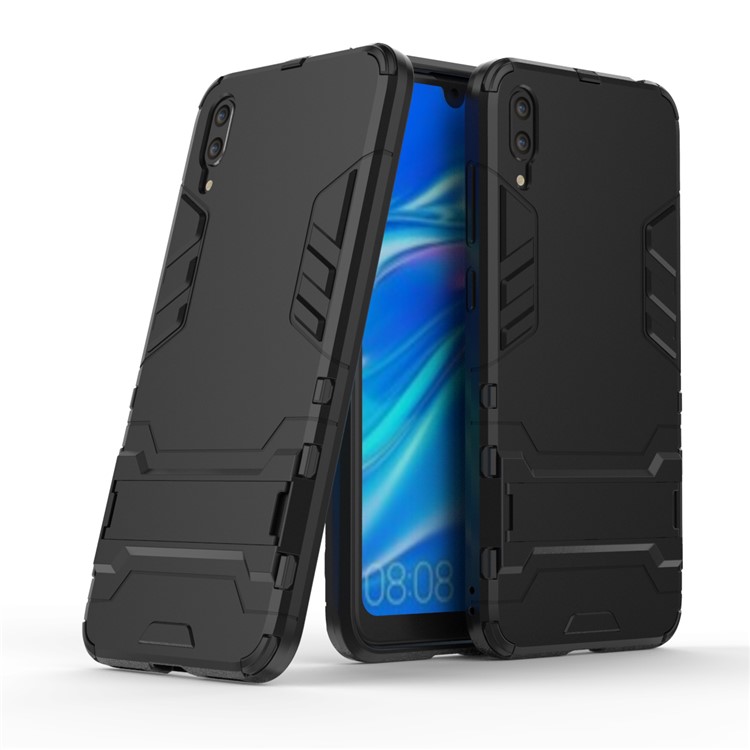 Cool Guard Kickstand PC TPU Hybrid Case for Huawei Enjoy 9 / Y7 Pro (2019) - Black-1