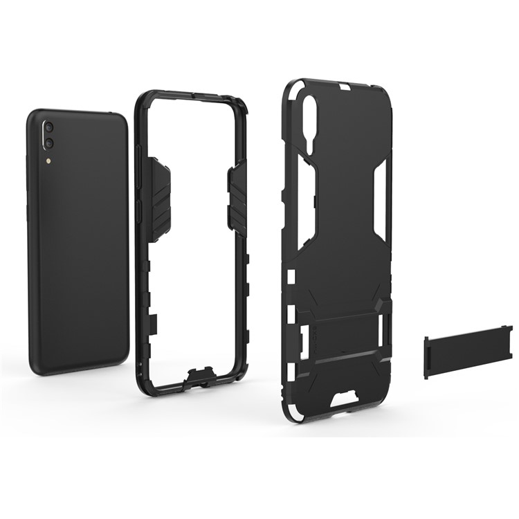 Cool Guard Kickstand PC TPU Hybrid Case for Huawei Enjoy 9 / Y7 Pro (2019) - Black-4