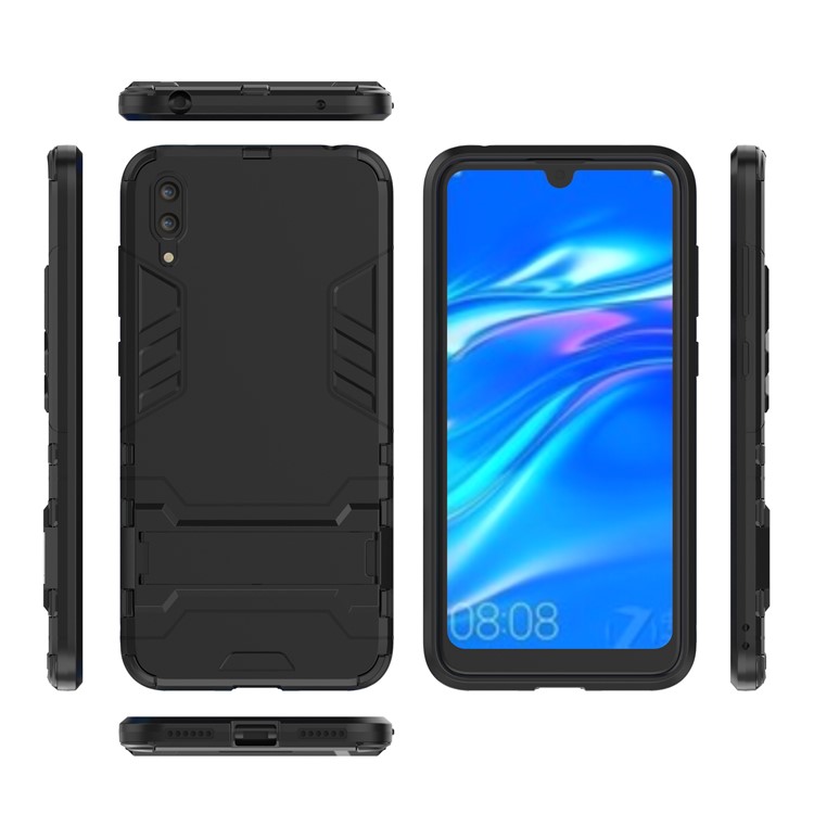 Cool Guard Kickstand PC TPU Hybrid Case for Huawei Enjoy 9 / Y7 Pro (2019) - Black-5
