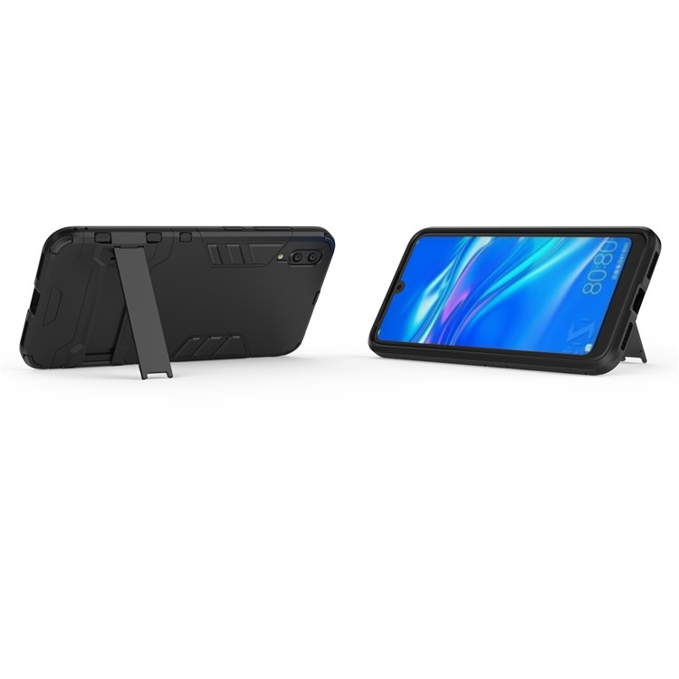 Cool Guard Kickstand PC TPU Hybrid Case for Huawei Enjoy 9 / Y7 Pro (2019) - Black-6