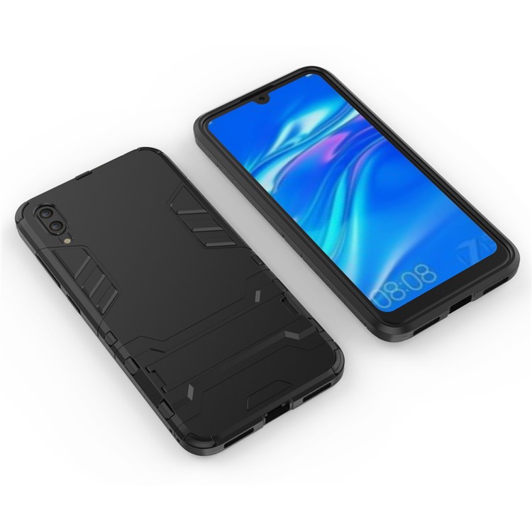 Cool Guard Kickstand PC TPU Hybrid Case for Huawei Enjoy 9 / Y7 Pro (2019) - Black-8