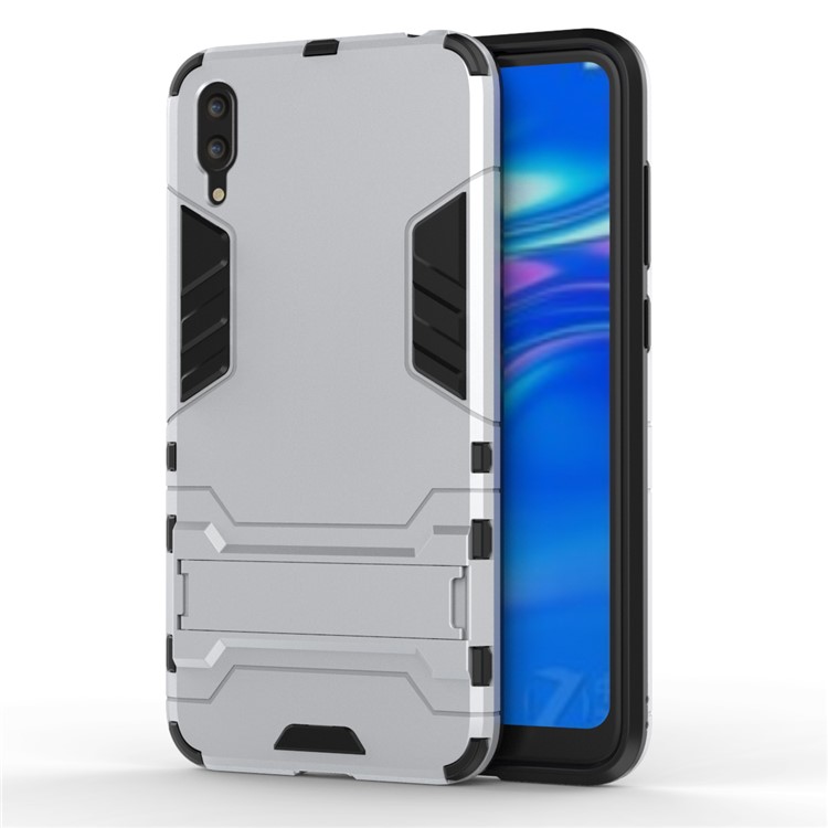 Cool Guard Kickstand PC TPU Hybrid Cover for Huawei Enjoy 9 / Y7 Pro (2019) - Silver-5