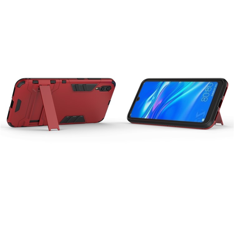 Cool Guard Kickstand PC TPU Hybrid Shell for Huawei Enjoy 9 / Y7 Pro (2019) - Red-3