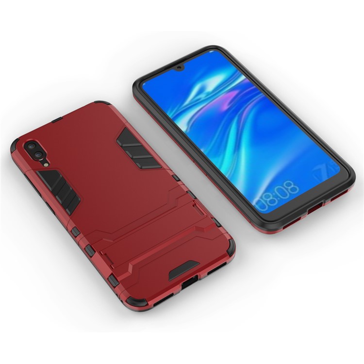 Cool Guard Kickstand PC TPU Hybrid Shell for Huawei Enjoy 9 / Y7 Pro (2019) - Red-4