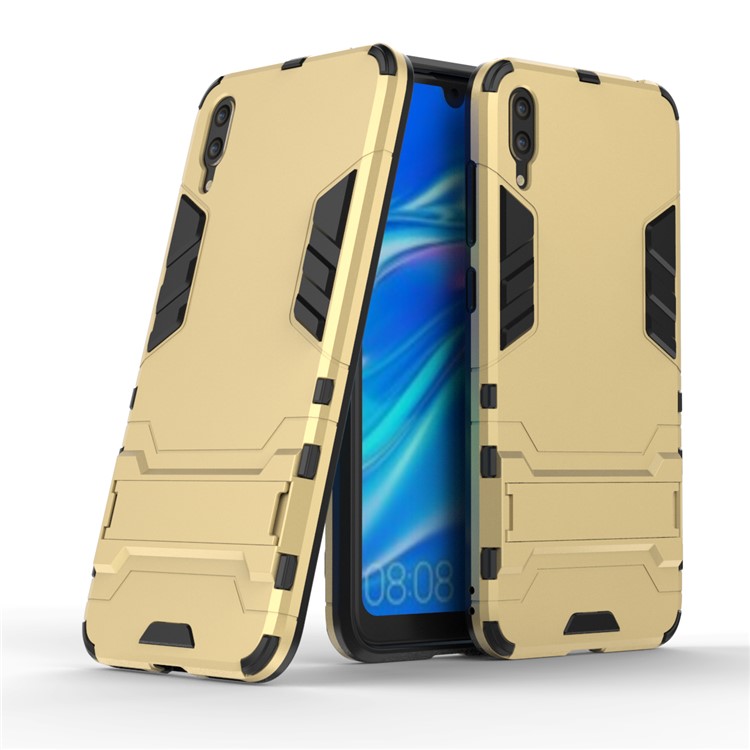 Cool Guard Kickstand PC TPU Hybrid Casing for Huawei Enjoy 9 / Y7 Pro (2019) - Gold-1