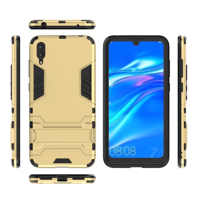 Cool Guard Kickstand PC TPU Hybrid Casing for Huawei Enjoy 9 / Y7 Pro (2019) - Gold-2