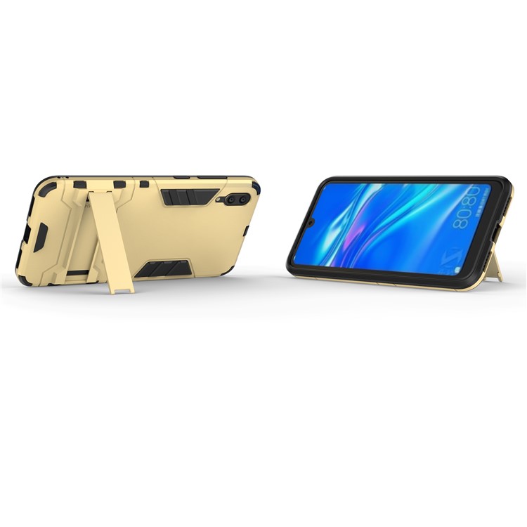 Cool Guard Kickstand PC TPU Hybrid Casing for Huawei Enjoy 9 / Y7 Pro (2019) - Gold-3