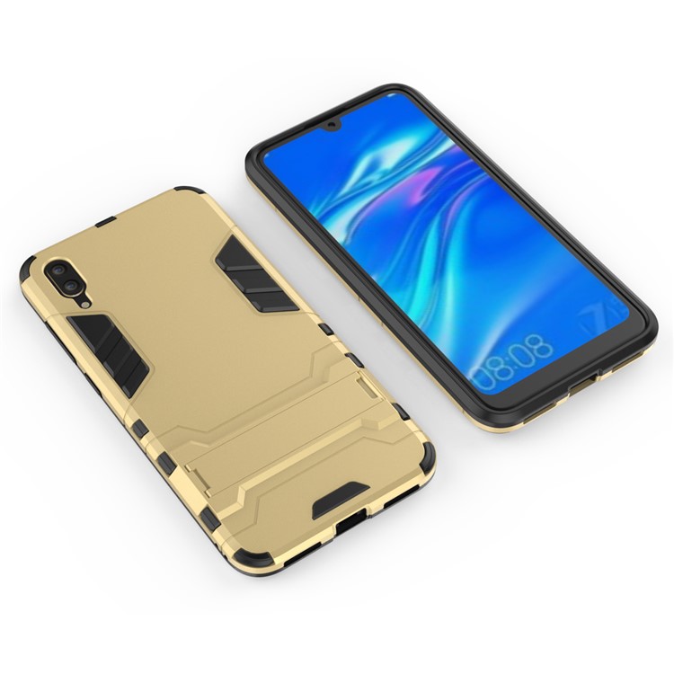 Cool Guard Kickstand PC TPU Hybrid Casing for Huawei Enjoy 9 / Y7 Pro (2019) - Gold-4