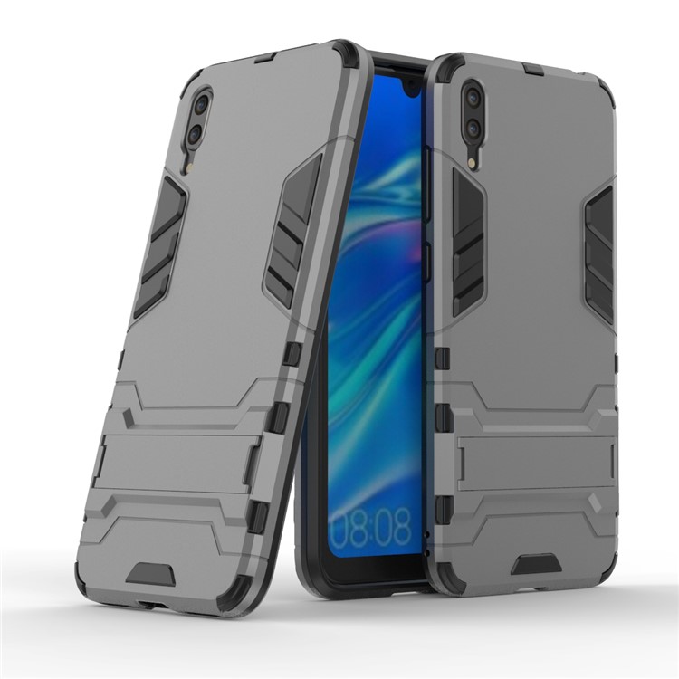 Cool Guard Kickstand PC TPU Hybrid Mobile Phone Case for Huawei Enjoy 9 / Y7 Pro (2019) - Grey-1