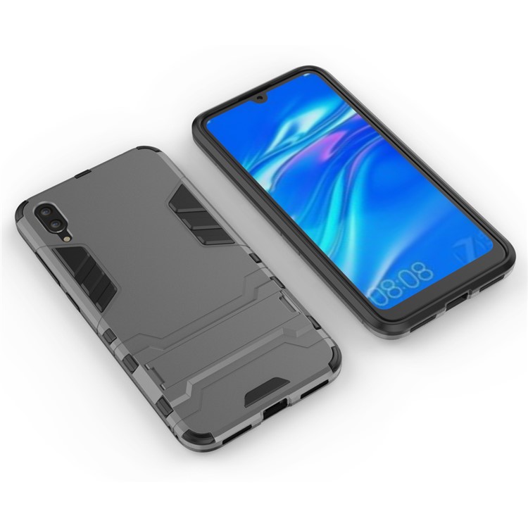 Cool Guard Kickstand PC TPU Hybrid Mobile Phone Case for Huawei Enjoy 9 / Y7 Pro (2019) - Grey-4
