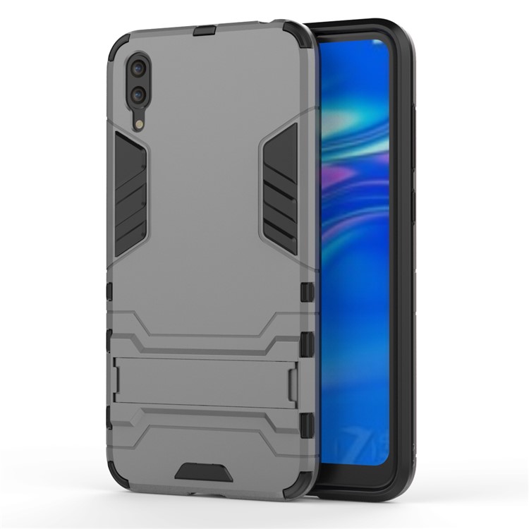 Cool Guard Kickstand PC TPU Hybrid Mobile Phone Case for Huawei Enjoy 9 / Y7 Pro (2019) - Grey-5