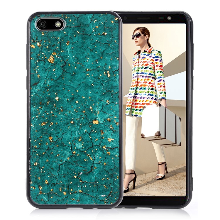 Epoxy Gold-stamping TPU Cell Phone Cover for Huawei Y5 (2018) - Green-1